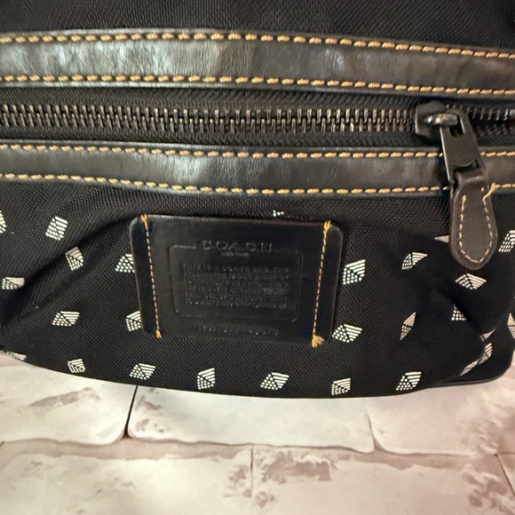 COACH Academy Backpack Travel Laptop Bag Dot Diamond Print Black Cordura - Picture 3 of 15